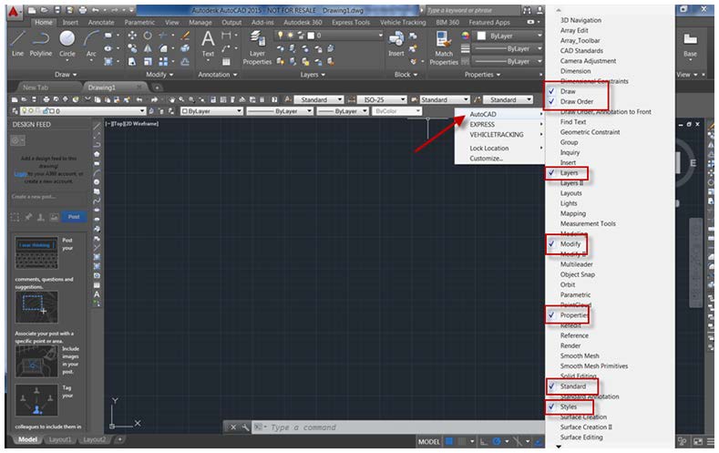 how to change autocad toolbar size 2016